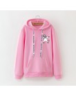 Zimowe nowe bluzy damskie Harajuku jaskrawym nadrukiem jednorożec dorywczo luźna bluza damska płaszcz bluza z kapturem ciepła pl