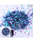 1 pudełko Nail Glitter płatki cekiny fioletowo-czerwony Rose złoty laser efekt proszki kurz dla DIY paznokci artystyczny design
