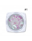 1 Box Nail Glitter płatki świecący 3D Neon kolorowe cekiny Shimmer srebrny złoty fioletowy brokat dekoracje do zdobienia paznokc
