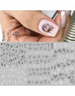 1 sztuk czarny biały 3D naklejki do paznokci suwaki kwiaty Mandala liść geometria klej kalkomanie do paznokci folia projekt Mani