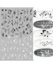 1 sztuk czarny biały 3D naklejki do paznokci suwaki kwiaty Mandala liść geometria klej kalkomanie do paznokci folia projekt Mani