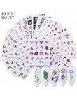24 sztuk Akwarela Kwiatowy Kwiat Naklejka Nail Naklejka Zestaw Flamingo List Projekt Żel Manicure Decor Wody Suwak folia transfe
