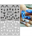 1 sztuk czarny biały 3D naklejki do paznokci suwaki kwiaty Mandala liść geometria klej kalkomanie do paznokci folia projekt Mani