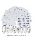 24 sztuk Akwarela Kwiatowy Kwiat Naklejka Nail Naklejka Zestaw Flamingo List Projekt Żel Manicure Decor Wody Suwak folia transfe