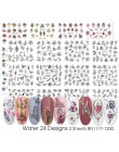 24 sztuk Akwarela Kwiatowy Kwiat Naklejka Nail Naklejka Zestaw Flamingo List Projekt Żel Manicure Decor Wody Suwak folia transfe