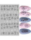 1 sztuk czarny biały 3D naklejki do paznokci suwaki kwiaty Mandala liść geometria klej kalkomanie do paznokci folia projekt Mani