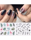 1pc woda paznokci naklejki kalkomania czarne kwiaty liść transferu paznokci dekoracje artystyczne suwak Manicure znak wodny foli