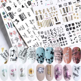 36 sztuk zestaw naklejek do paznokci zmieszany z kwiatowym, geometrycznym wzorem seksowna dziewczyna Nail Art woda kalkomanie tr