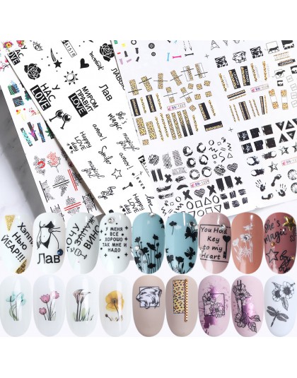 36 sztuk zestaw naklejek do paznokci zmieszany z kwiatowym, geometrycznym wzorem seksowna dziewczyna Nail Art woda kalkomanie tr