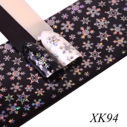 Full Beauty 100x4cm bożonarodzeniowy wzór na naklejka do paznokci 3D Snowflake Star Laser Glitter świąteczne folie do transferu 