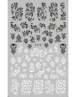 1 sztuk czarny biały 3D naklejki do paznokci suwaki kwiaty Mandala liść geometria klej kalkomanie do paznokci folia projekt Mani