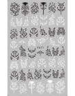 1 sztuk czarny biały 3D naklejki do paznokci suwaki kwiaty Mandala liść geometria klej kalkomanie do paznokci folia projekt Mani
