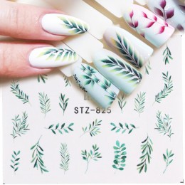 1 sztuk woda paznokci naklejka i naklejki kwiat drzewo liściaste zielony prosty letni suwak do Manicure Nail Art Watermark porad