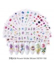 24 sztuk Akwarela Kwiatowy Kwiat Naklejka Nail Naklejka Zestaw Flamingo List Projekt Żel Manicure Decor Wody Suwak folia transfe