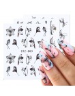 1 sztuk czarny kwiatowy paznokci transferu wody naklejki kalkomanie kwiaty liście dekoracje wzory paznokci suwaki Manicure TRSTZ