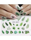 1 sztuk woda paznokci naklejka i naklejki kwiat drzewo liściaste zielony prosty letni suwak do Manicure Nail Art Watermark porad