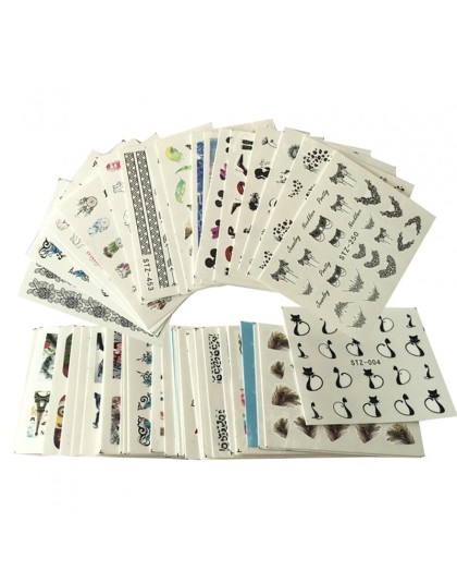50 arkuszy Nail Art Transfer wody naklejki mieszane wzory pięknym kwiatem znak wodny na naklejki do paznokci tipsów okłady narzę