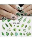 1 sztuk woda paznokci naklejka i naklejki kwiat drzewo liściaste zielony prosty lato DIY suwak do Manicure Nail Art Watermark Ma