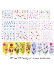 24 sztuk Akwarela Kwiatowy Kwiat Naklejka Nail Naklejka Zestaw Flamingo List Projekt Żel Manicure Decor Wody Suwak folia transfe