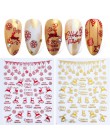 1 sztuk czerwone złoto boże narodzenie śnieżynka naklejki na paznokcie 3D klej Manicure wskazówka ze świętym mikołajem łosiem li