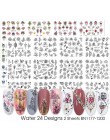 24 sztuk Akwarela Kwiatowy Kwiat Naklejka Nail Naklejka Zestaw Flamingo List Projekt Żel Manicure Decor Wody Suwak folia transfe