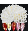 16 sztuk/zestaw zima Xmas naklejki na paznokcie złoto srebro boże narodzenie śnieżynka woda Transfer naklejka suwak Manicure dek