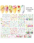 24 sztuk Akwarela Kwiatowy Kwiat Naklejka Nail Naklejka Zestaw Flamingo List Projekt Żel Manicure Decor Wody Suwak folia transfe