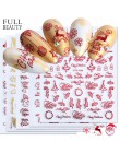 1pc 3D Nail Art boże narodzenie suwak okłady Snowflake Elk Santa klej płomień naklejki czerwone złoto Manicure paznokcie wzory C