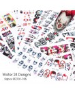 24 sztuk Akwarela Kwiatowy Kwiat Naklejka Nail Naklejka Zestaw Flamingo List Projekt Żel Manicure Decor Wody Suwak folia transfe