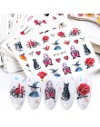 24 sztuk Akwarela Kwiatowy Kwiat Naklejka Nail Naklejka Zestaw Flamingo List Projekt Żel Manicure Decor Wody Suwak folia transfe