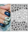 1 sztuk naklejki na paznokcie wzory biały czarnym kwiatem liść liniowy Manicure suwaki 3D dekoracyjne naklejki na zdobienia pazn