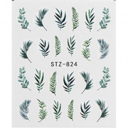 1 sztuk woda paznokci naklejka i naklejki kwiat drzewo liściaste zielony prosty lato DIY suwak do Manicure Nail Art Watermark Ma