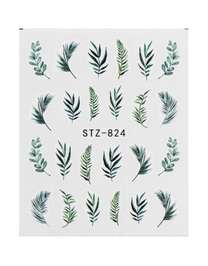 1 sztuk woda paznokci naklejka i naklejki kwiat drzewo liściaste zielony prosty lato DIY suwak do Manicure Nail Art Watermark Ma
