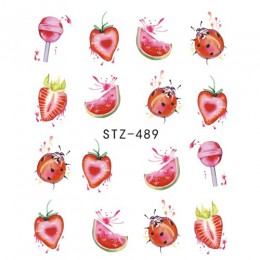 1 sztuk truskawkowe letnie owoce picie naklejki na paznokcie Manicure Nail artystyczny design woda Transfer Watermark Beauty kal