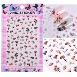 1 arkusz tłoczone 3D naklejki do paznokci kwitnący kwiat 3D naklejki do paznokci naklejki samoprzylepne Manicure dekoracja do ar