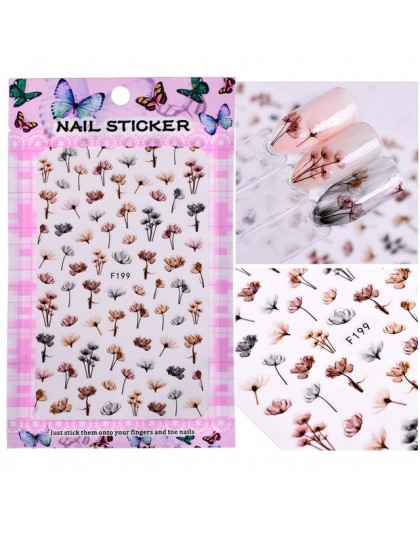 1 arkusz tłoczone 3D naklejki do paznokci kwitnący kwiat 3D naklejki do paznokci naklejki samoprzylepne Manicure dekoracja do ar