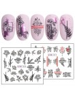 1 szt. Naklejka artystyczna z czarnym kwiatem naklejka pusta akwarela wzory kwiatowe Transfer wody Manicure suwak Decor JIBN1213