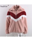 Nadafair Casual bluza polarowa damska 2019 Patchwork Zip Faux futro ponadgabarytowe zimowe puszyste bluzy damskie Plus Size swet