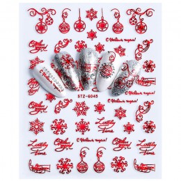 1pc 3D Nail Art boże narodzenie suwak okłady Snowflake Elk Santa klej płomień naklejki czerwone złoto Manicure paznokcie wzory C