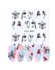1 sztuk naklejki transferu wody paznokci liniowy kwiat wzór paznokci dekoracje artystyczne suwak do paznokci Manicure Watermark 