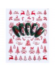 1pc 3D Nail Art boże narodzenie suwak okłady Snowflake Elk Santa klej płomień naklejki czerwone złoto Manicure paznokcie wzory C