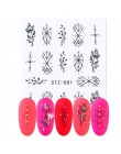 1 sztuk naklejki transferu wody paznokci liniowy kwiat wzór paznokci dekoracje artystyczne suwak do paznokci Manicure Watermark 
