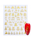1pc 3D Nail Art boże narodzenie suwak okłady Snowflake Elk Santa klej płomień naklejki czerwone złoto Manicure paznokcie wzory C