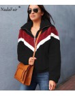 Nadafair Casual bluza polarowa damska 2019 Patchwork Zip Faux futro ponadgabarytowe zimowe puszyste bluzy damskie Plus Size swet