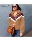 Nadafair Casual bluza polarowa damska 2019 Patchwork Zip Faux futro ponadgabarytowe zimowe puszyste bluzy damskie Plus Size swet