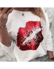 Kobiety cekiny z nadrukiem ust modna bluza jesień Leopard z długim rękawem frezowanie bluza z kapturem Lady z dekoltem w kształc