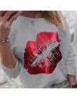 Kobiety cekiny z nadrukiem ust modna bluza jesień Leopard z długim rękawem frezowanie bluza z kapturem Lady z dekoltem w kształc