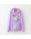 Zimowe nowe bluzy damskie Harajuku jaskrawym nadrukiem jednorożec dorywczo luźna bluza damska płaszcz bluza z kapturem ciepła pl