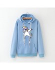 Zimowe nowe bluzy damskie Harajuku jaskrawym nadrukiem jednorożec dorywczo luźna bluza damska płaszcz bluza z kapturem ciepła pl