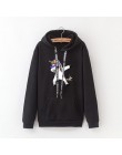 Zimowe nowe bluzy damskie Harajuku jaskrawym nadrukiem jednorożec dorywczo luźna bluza damska płaszcz bluza z kapturem ciepła pl